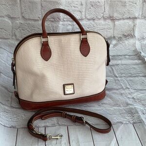 Dooney & Bourke Lizard Leather Zip Satchel Bone Women Authentic Leather Bag
